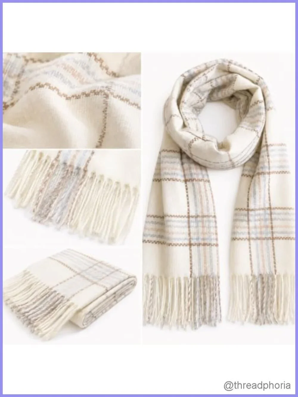 Oversized Plaid Fringe Scarf Wrap Shawl Soft Cozy Winter